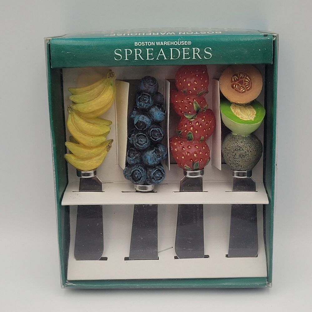 VTG Boston Warehouse Breakfast Fruit Spreaders Butter Cheese Jam Knives 4pc Set